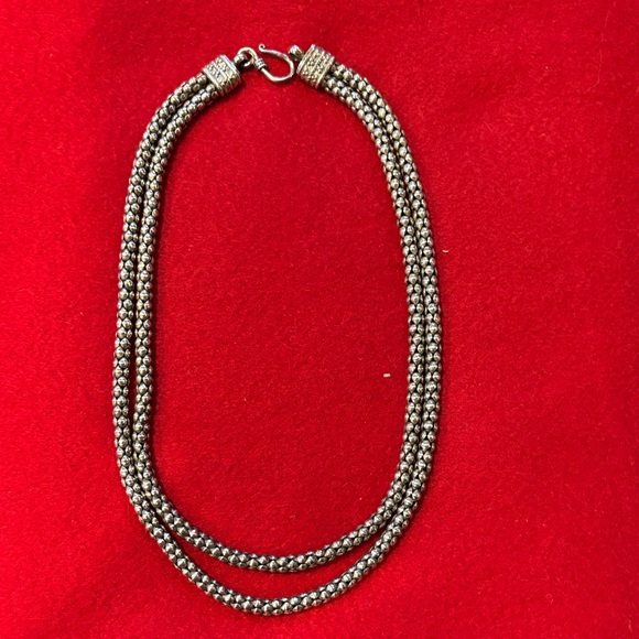Elegant Sterling Silver Double Layer Necklace similar to Lagos - Picture 3 of 6